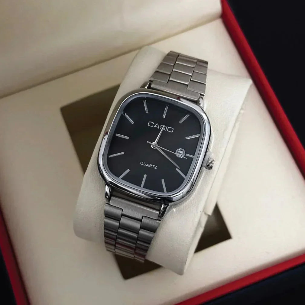 Casio Watch Silver + Black – كاسيو ووتش فضي + أسود