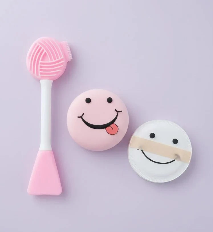 Sweet Beauty - 3-in-1 Silicone Gel Face Cleaning Makeup Puff Set